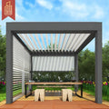China Factory Prefab Gazebo Outdoor Furniture Garden Sets Automatic Electric Screen Curtains Aluminum 3x4M Prix Louvered Pergola