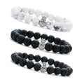 Friendship Couples Stone Pineapple Bracelets for Mens Womens 8MM Natural Howlite Turquoise Essential Oil Diffuser