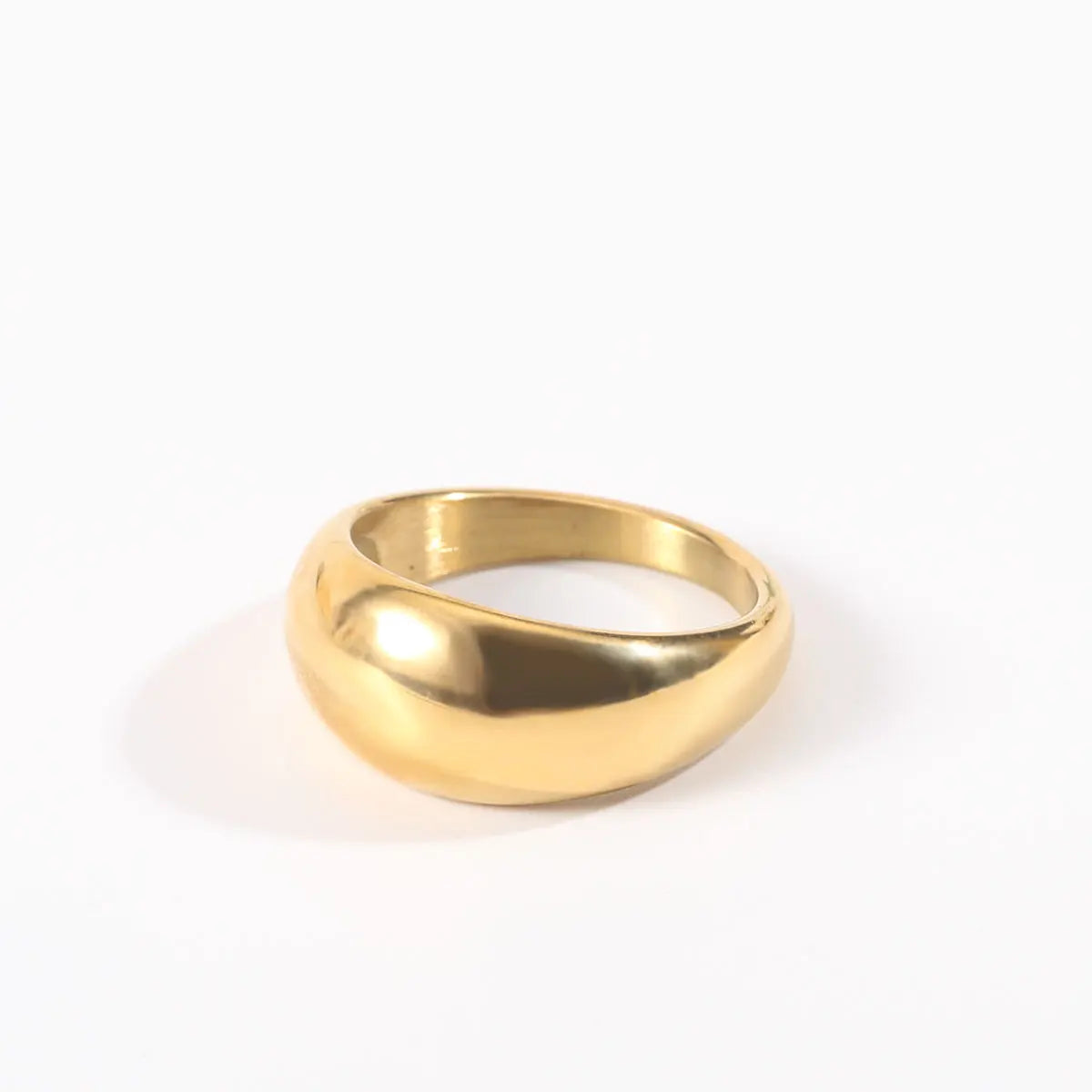 Jewelry Manufacturers Unique Large Smooth Plain Chunky Ring Signature Simple 18k Gold Stainless Steel Dome Ring for Women Men