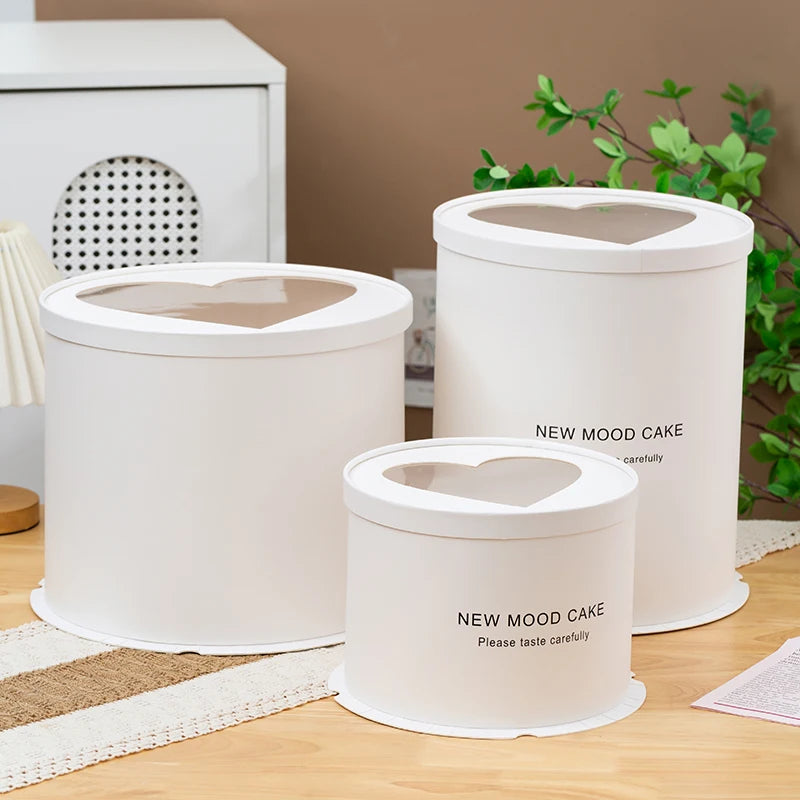 Brand New White Round Cardboard Packing 8 Inch Four Layer Cake Boxes