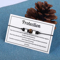 Powerful Natural Tiger Eye Hematite Mix Round Bead Stones Wax String Hand Woven Spiritual Bracelets for Protection Men's Jewelry