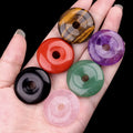 30mm Classic Style Crystal Agate Stone Safety Ping Buckle Tiger Eye Nostalgic Pendant 6mm Big Hole for DIY Necklace Accessories