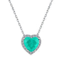 925 Sterling Silver Emerald Green Paraiba Tourmaline Pendant Necklace Heart Shape Necklaces for Women