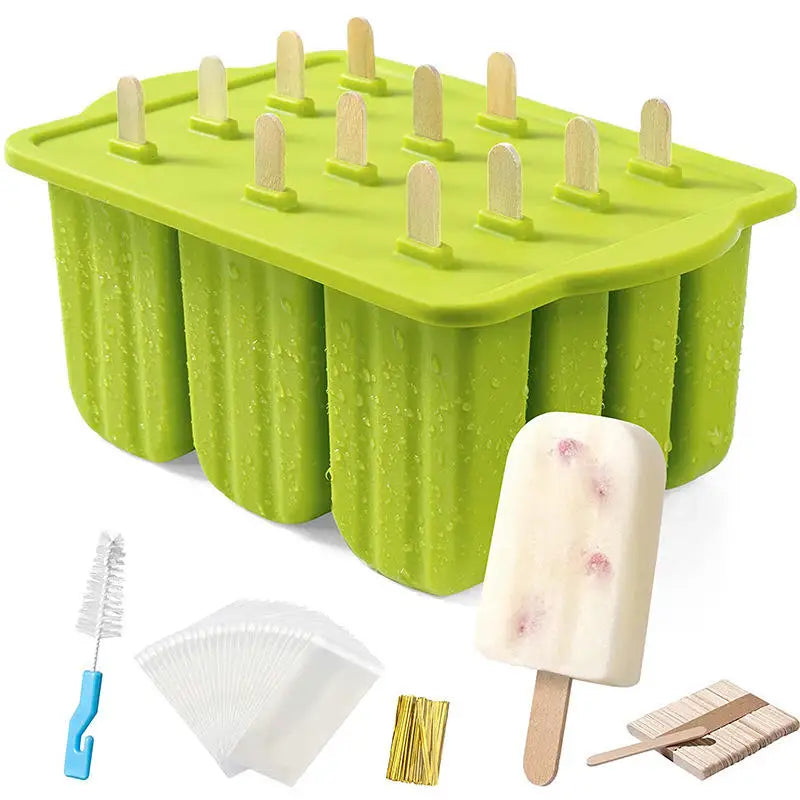 Hot Sale Summer Ice Cream Tools with Wooden Sticks and Silicone Popsicle Molds Custom Logo for Global Market