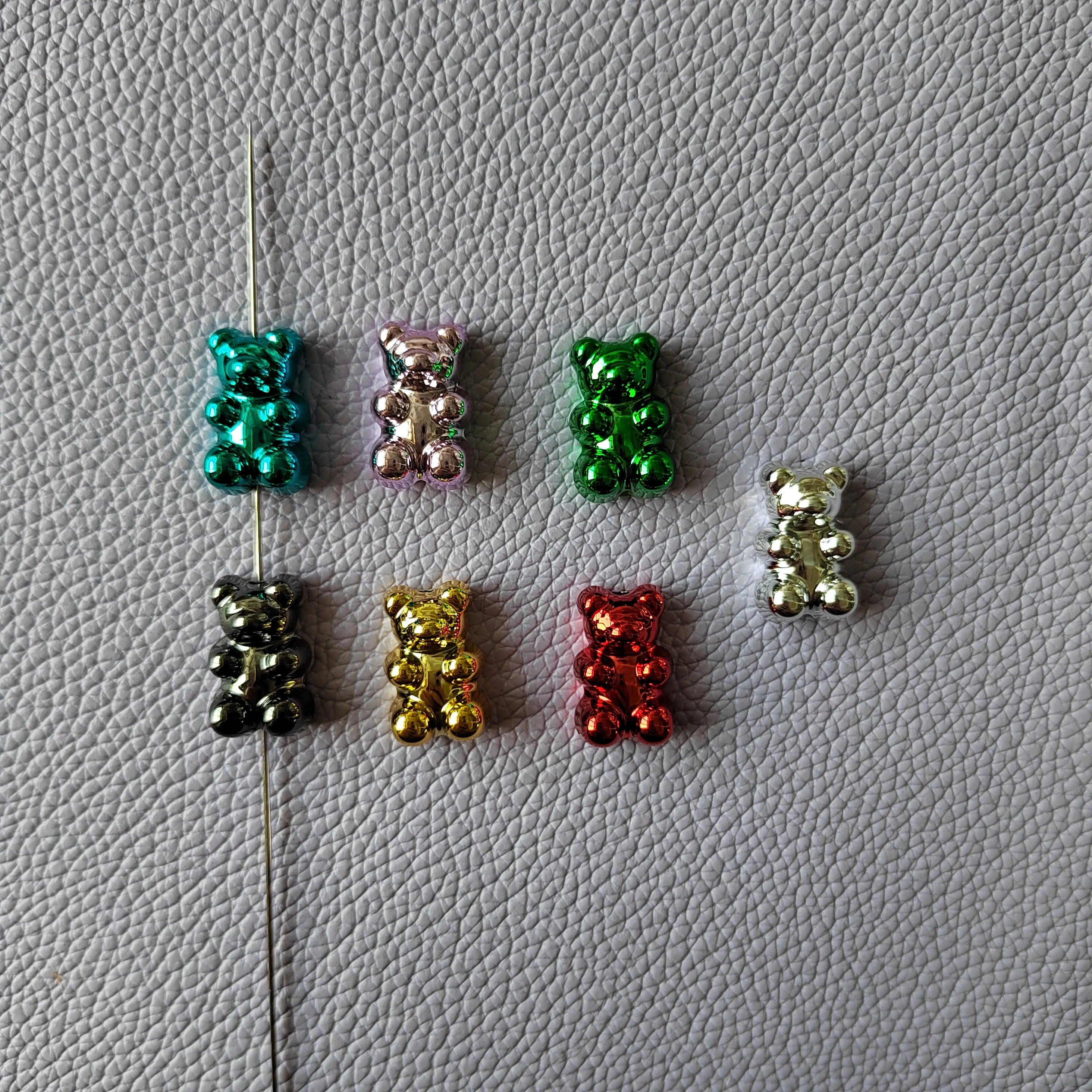 Metallic Colors Bear Acrylic Beads Cute Gummy Bear Bead for Jewelry Making DIY Pen Necklace Bracelet Earrings Gift Accessories