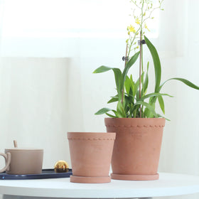 Vintage Style Colored Pigment Cement Eco-Friendly Flower Pots with Saucer for Home Garden Decor