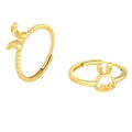 Hot Sale Copper Cute Rabbit Bunny Opening Adjustable Ring for Women Girl Birthday Gift