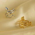 Minimalist Jewelry 18K Gold Plated Stainless Steel Animal Zodiac Snake Open Ring for Women Personalized Finger Ring
