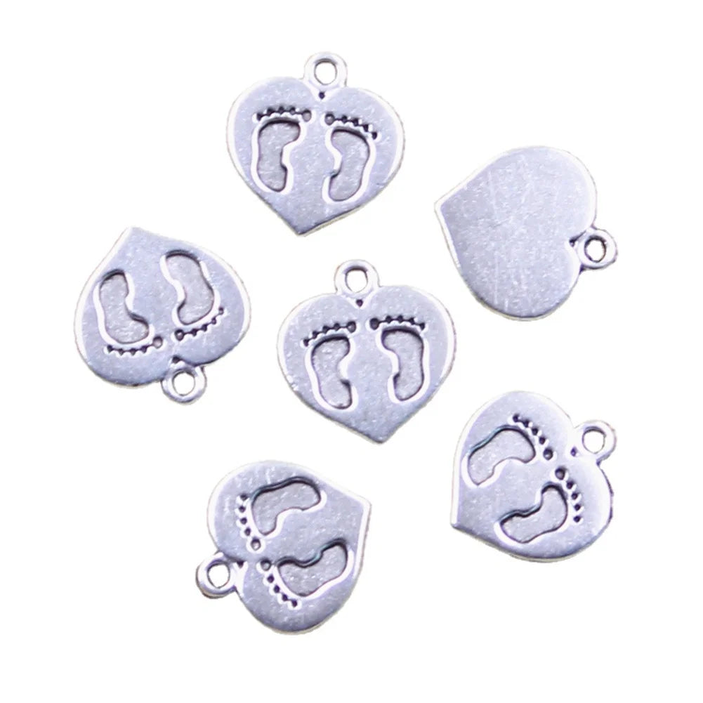 Vintage Tibetan Gold Plated Silver Color Pendants Heart Feet Sheep Charms for Jewelry DIY Accessories Making