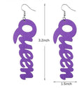 New Fashion Colorful African Wood Letter Earrings Geometric Hollow Letter Queen Drop Earring for Girls