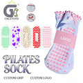 OEM Girls Pink Ruffle Grip Custom Pilates Socks Thick Terry Gym Yoga Non Slip Heart Custom Logo Grip Socks With Ribbon