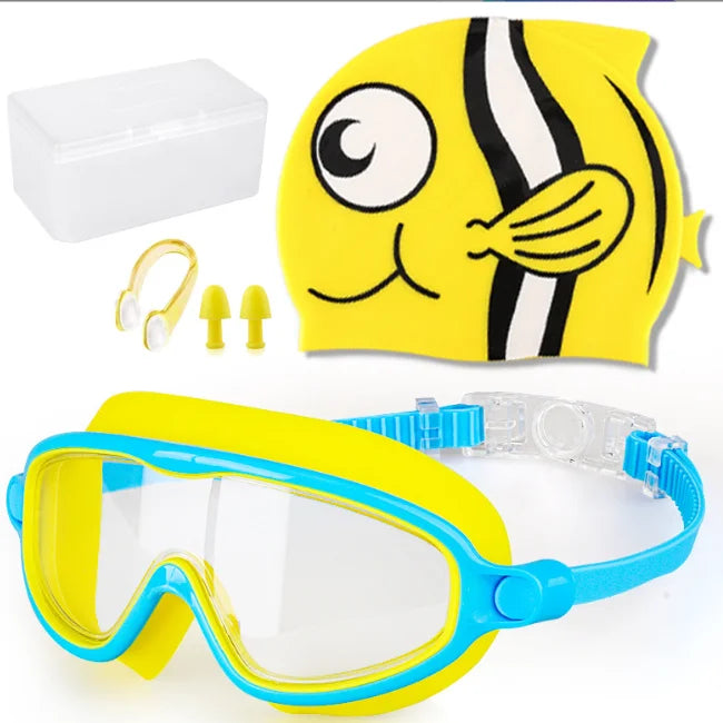 2026 Wholesale Children Kid Competition Fashionable Sports Waterproof UV Protection Swim Goggles with Cap Set