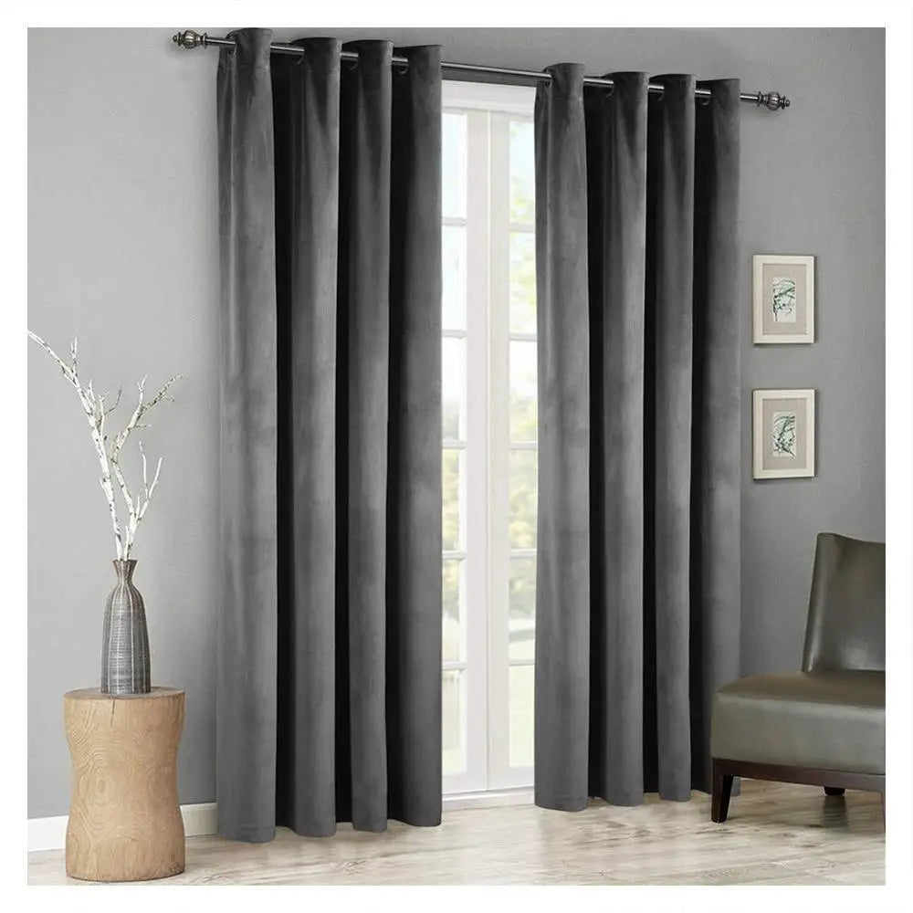 XinLan Modern Solid Velvet Blackout Curtains Custom Size Soft Comfortable Blinds Window Curtain Living Room Bedroom