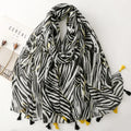 European and American Cotton Feel Thickened Satin Scarf Polyester Hijab Women's Line zebra Fringe Scarf Beach Shawl