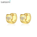 LUOTEEMI Huggie Chunky Gold Plated Tiny CZ Earing Metal 18K Woman Clip on Heart Earring Hoop