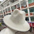 Pearl Fedora Thickened New Panama Polyester Rhinestone Women's Hip Hop Casual Outdoor Jazz Hat Party Stage Performance