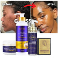 Manufacturer Excellent Glutathione 4-Piece Black Soap Facial Serum Face Cream Body Lotion Whitening Bleaching Skin Care Set