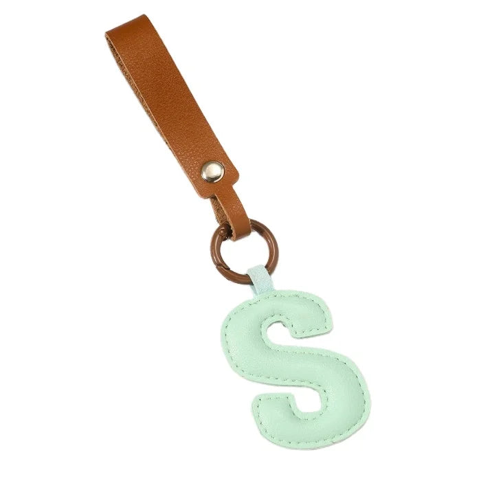 Simple M Shape Keychain for Women 26 Letter Sublimation PU Leather Strip Backpack Pendant with Keychain