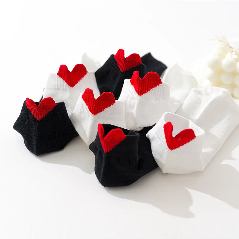 Summer New Design Cute Heart Combed Cotton Women love Pattern Ankle Socks