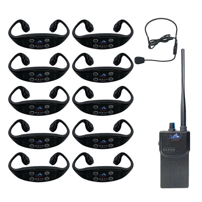 Real-Time Wireless FM Radio Receiver Effective Bone Conduction Headset Earplug for Swimming Coaching Nose Clip Earplug Set