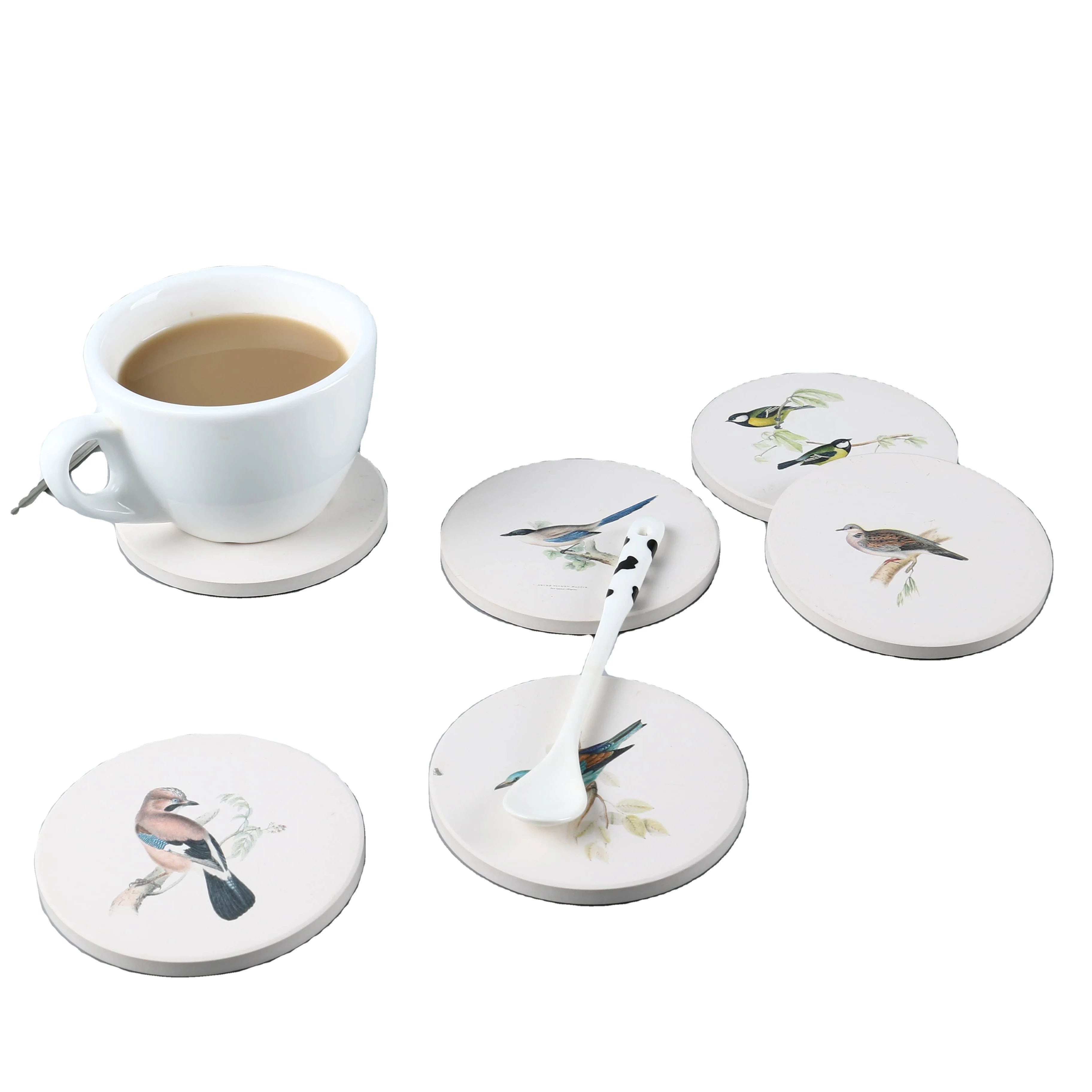 Cheap Modern Ceramic coaster 6pcs Per Set With Holder Water Absorbent Ceramic coaster