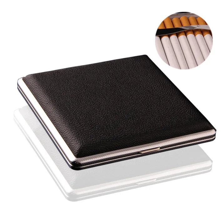 Wholesale Personalized 20pcs PU Leather Card Holder Cigarette Case with Metal Clip Automatic Cigarette case
