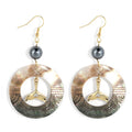 Hawaiian New Design Mother of Pearl Black Shell Pearl Round Pendant Earrings Fish Tail Natural Shell Earrings Women Ladies