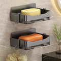 Wall-mounted Drain Water Foldable PU Soap Dish Organizer Bathroom Accessories Without Drilling for Desk Use