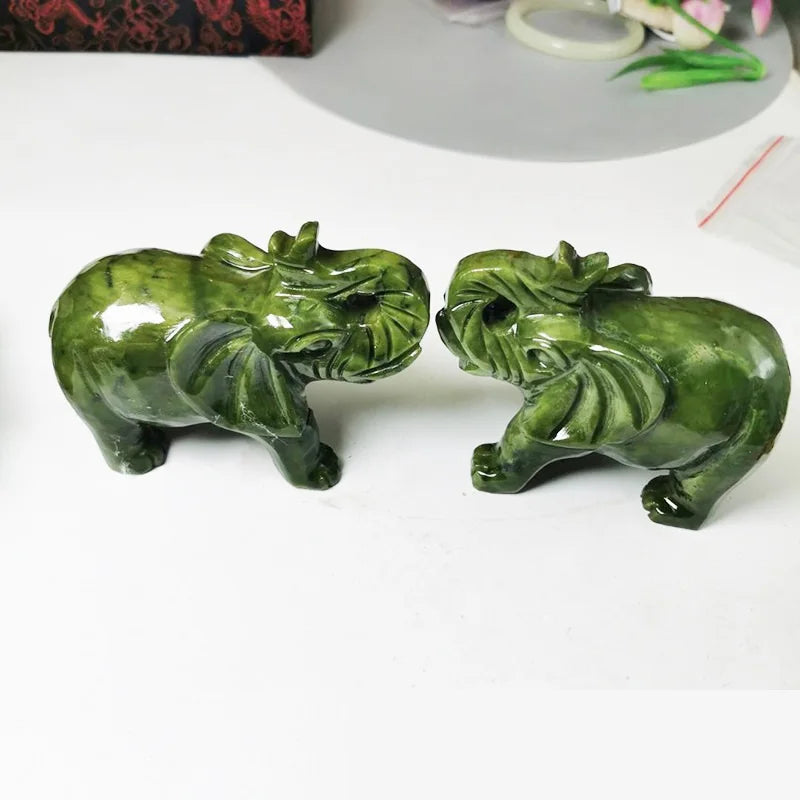 Diy Diy Natural Jade Elephant Carving Crafts Animal Semiprecious Jewelry Gift 3 Inch Crystal Elephant Ornament