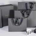 Custom Printed Logo Luxury Bolsa De Papel Matt Gray Shopping Paper Gift Bags Packaging With Ribbon Handle