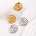 Women's Wholesale Gold-Plated Stainless Steel Spiral Twisted Stud Earrings for Gifts