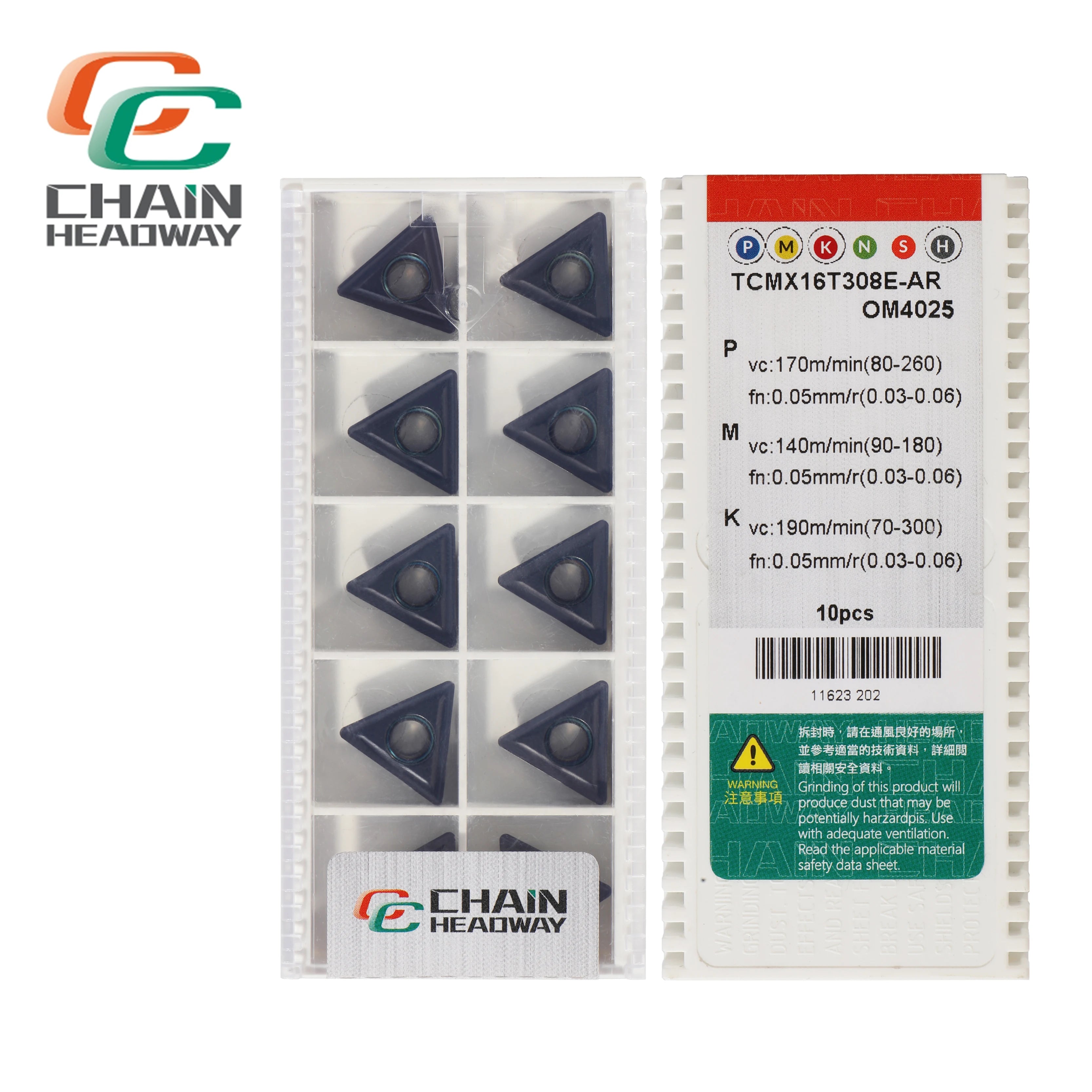 Genuine CHAIN HEADWAY PVD Coated OEM Numerical Control Blade Chamfining Machine Blade TCMX16T304/16T30408E-AR OM4025 10 Pieces