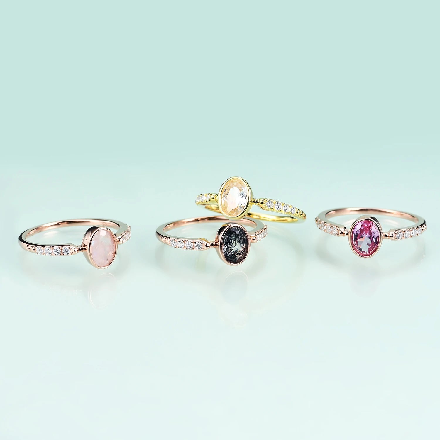 OL0910 China Jewelry Factory Direct Sale 925 Sterling Silver 5x7 Oval Lab Gemstone Gold Plated Rings for Gift