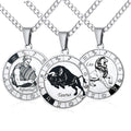 Wholesale Personalized Turntable Necklace 12 Star Sign Pendant Necklace Stainless Steel Necklace for Couple