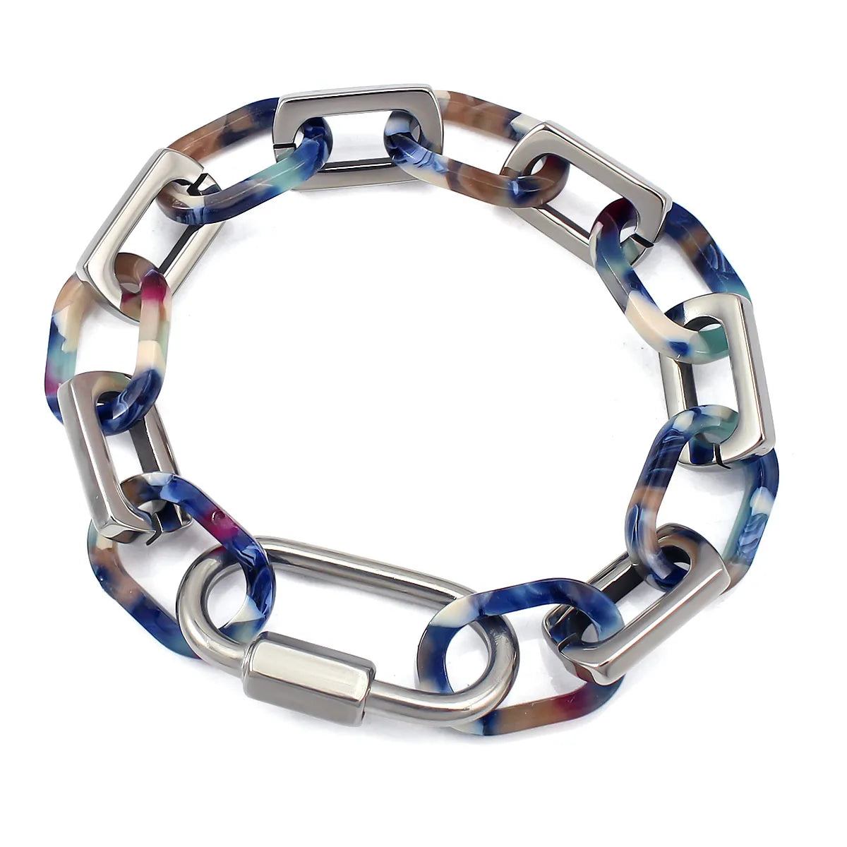2021 New Lock Bangle 20CM Length Bracelets for Women Punk Metal  Geometric Style Chain Link