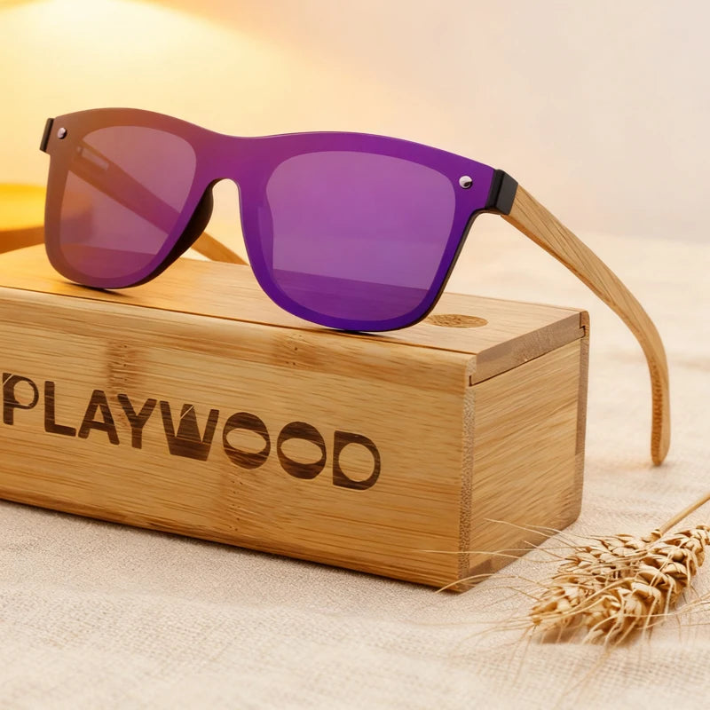 Custom Logo Etching Sleek Rimless Wooden Temple Sunglasses - All-Day Comfort for Camping & Daily Errands
