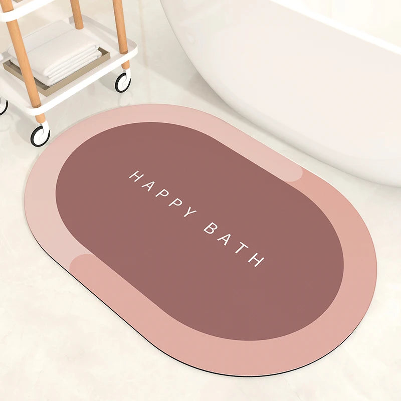 Microfiber Solid Pattern Fast Drying Bath Mat Household Items Water Absorbing Soft Diatomite Mat for Bath Room