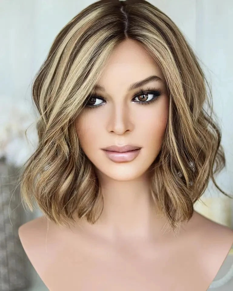 Blonde Highlight Loose Wave Human Hair Wig Short Bob Style European Hair No Tangle Fast Delivery Grade 12A 14A Top Quality  Wigs