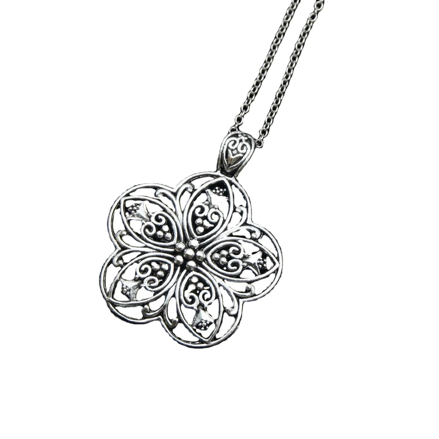 Custom Vintage Hollowed-out Large Flower Pendant Necklace Women Charm Necklace
