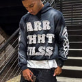 Regular Fit Autumn Hooded Acid Stone Washed Distressed Eco-Friendly Heavyweight 100% Cotton French Terry Men's Raw Edge Applique