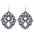 Wholesale Fashion Wood Painted Dark Blue Hollow Earrings New Design Vintage Style Earrings for Women Gift