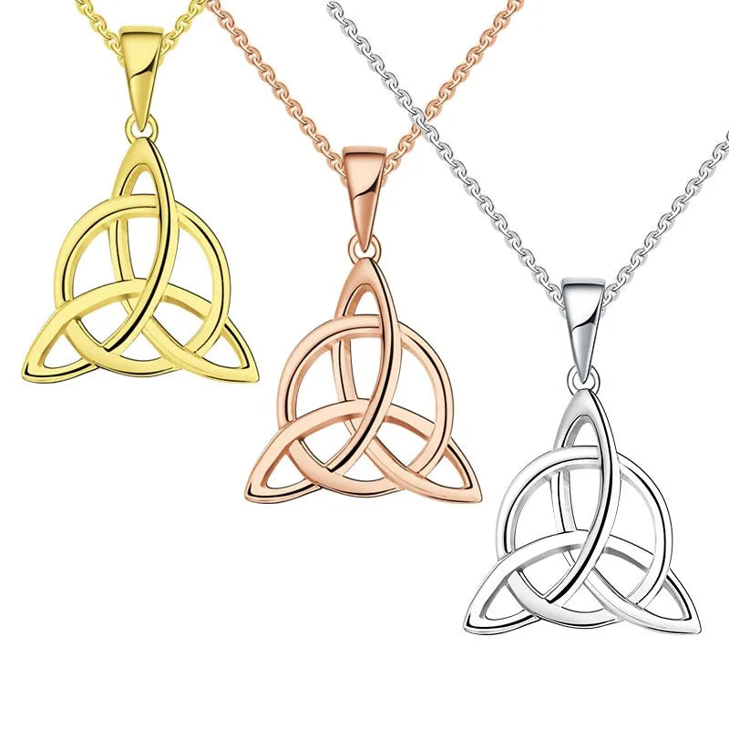 Irish Celtics Knot Pendant Chain Fashion Talisman Sign Necklace for Lady 925 Sterling Silver Fine Jewelry Christmas Gift