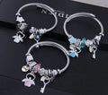 Fashion Angel Charm  Bangle  Female Manual Beaded Crystal love Key Pendant Adjustable Size Bracelet