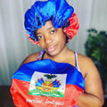 Customizable Waterproof Bath Shower Cap with Haiti Flag Reusable Bonnet for Cycling Skiing Sports Business and Party Scenes