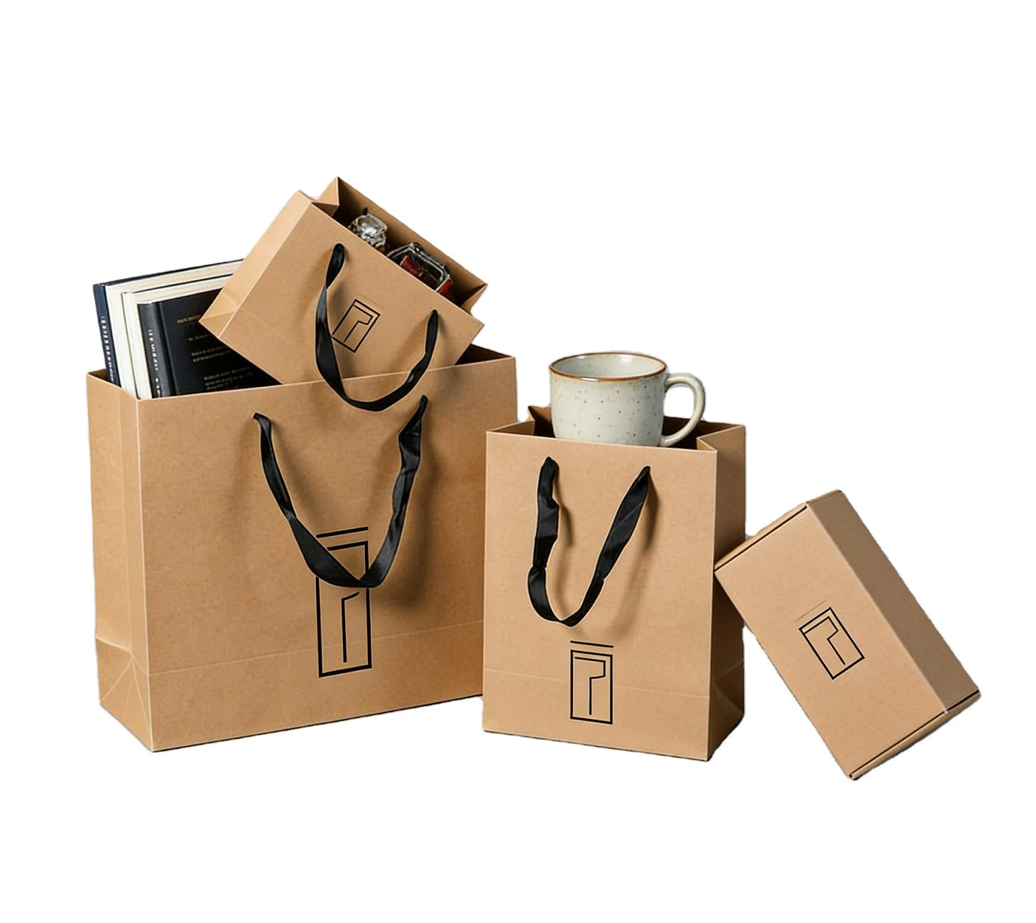 Custom Handmade Luxury Kraft Paper Bag Environment-Friendly Art Paper Shopping Bag with Logo for Supermarket Use or Gift