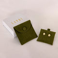 Custom Logo Velvet Jewelry Green Bags Envelope Storage Pouches Small Mini Velvet Suede Jewelry Pouches Bag for Gift With Button