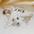 Vintage Crown Number 5 Lapel Pins and Brooches for Women Rhinestone Jewelry with Simulated Pearl Metal Craft