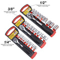 12pcs Quick-Release Industry Machine Repair Tool 1/4\" 3/8\" 1/2\" CR-V Steel Universal Socket Wrench Set