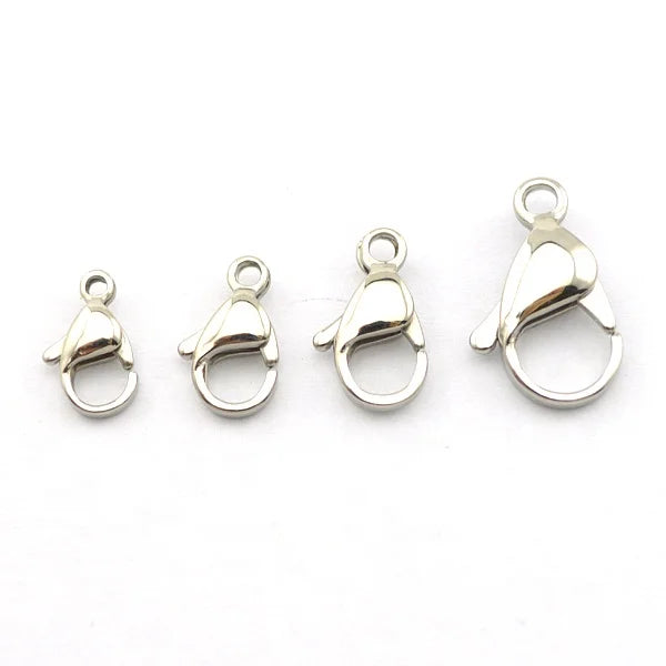 JOYYO Jewelry 12mm 13mm 15mm 19mm 23mm 25mm Wholesale Chain Finding 316l Stainless Steel Lobster Clasp Earring Making OPP Bag