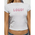 Wholesale Women's Slim Crop Tops Customizable F240034 Summer Cropped T Shirts Breathable Cotton Plain White Print Customizable